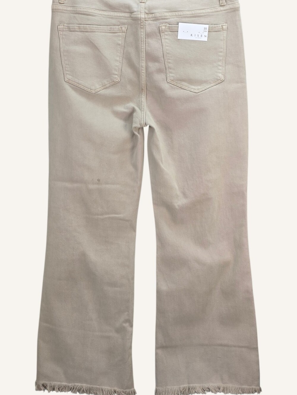Risen Jeans High Rise Distressed Wide Leg Tan Jeans Size 15/32 NWT - Picture 2 of 10